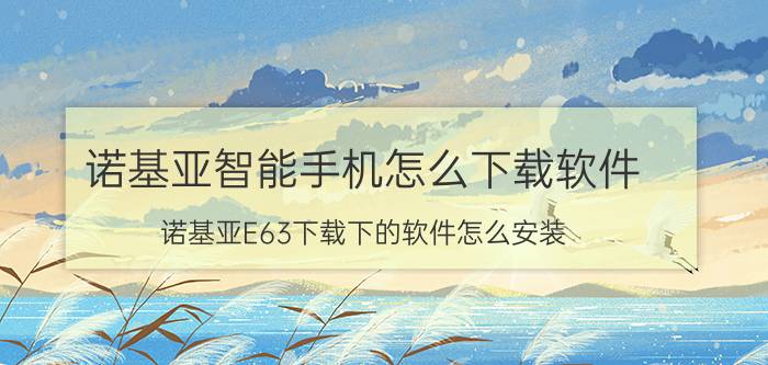 诺基亚智能手机怎么下载软件 诺基亚E63下载下的软件怎么安装？